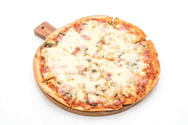 Foto pizza con spinaci e pancetta