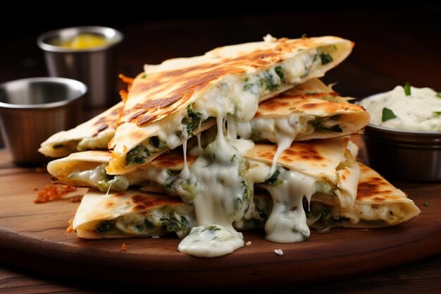 Foto spinaci e feta quesadilla