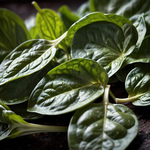 Photo spinach fresh raw organic vegetable