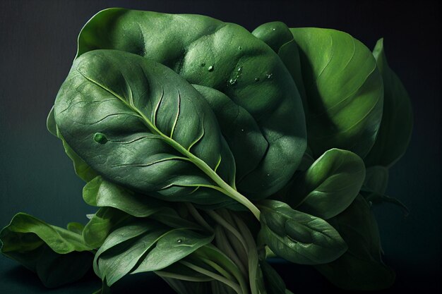 Spinach greens closeup AI Generated