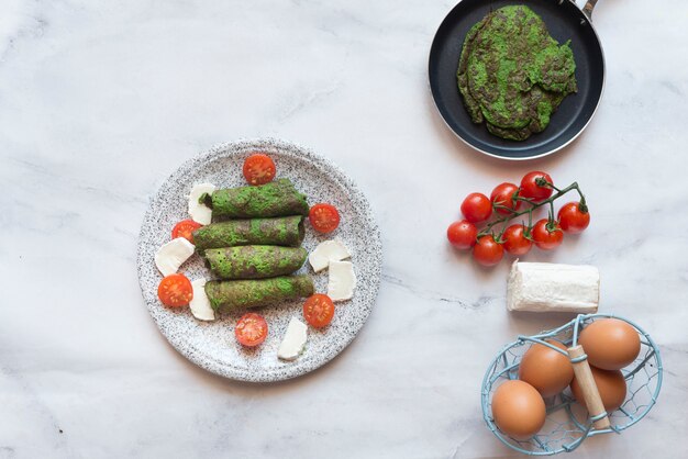 Spinach healthy plate