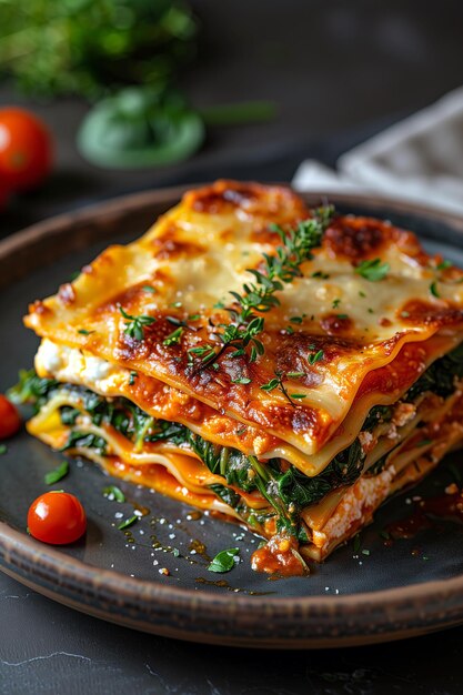 Premium Photo | Spinach Lasagna Layered lasagna noodles with a filling