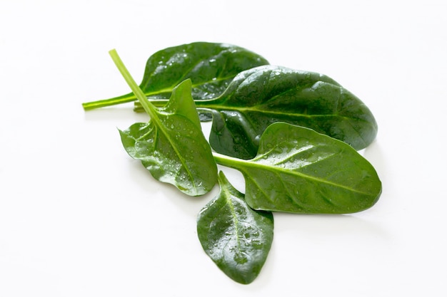 Spinach leaves isolated on white