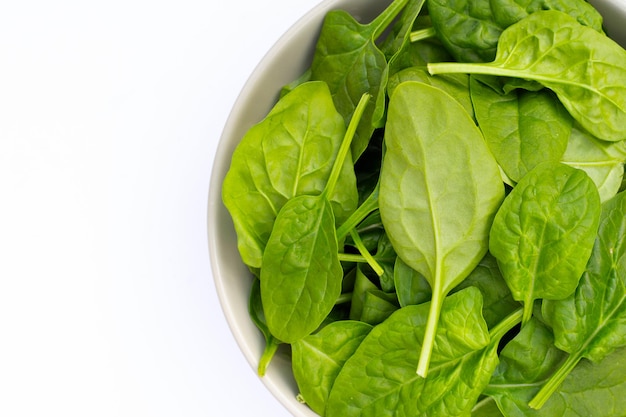 Spinach leaves on white background