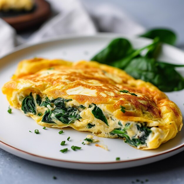 Foto omelette di spinaci e uova di ricotta delight