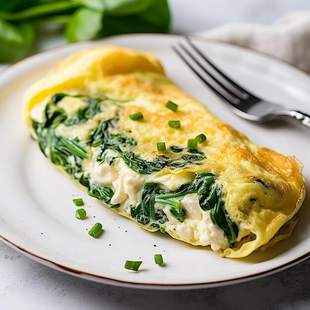 Photo spinach and ricotta egg omelette