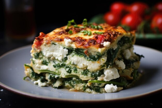 Foto ricotta di spinaci e lasagne di feta