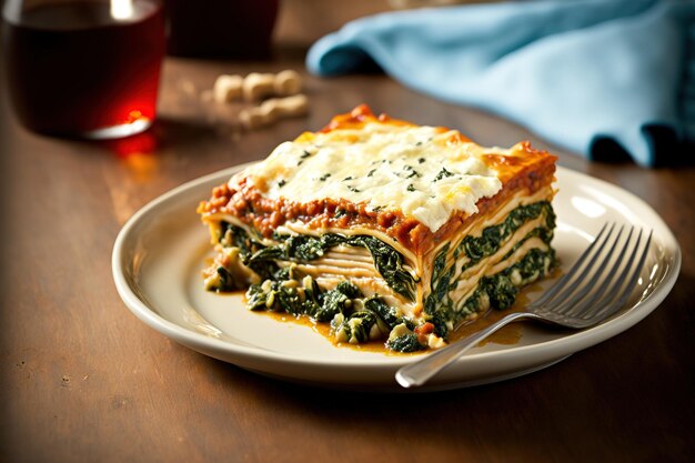 Spinach ricotta and feta lasagna