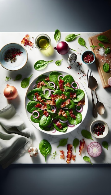 Spinach Salad with Bacon and Red Onion Vinaigrette