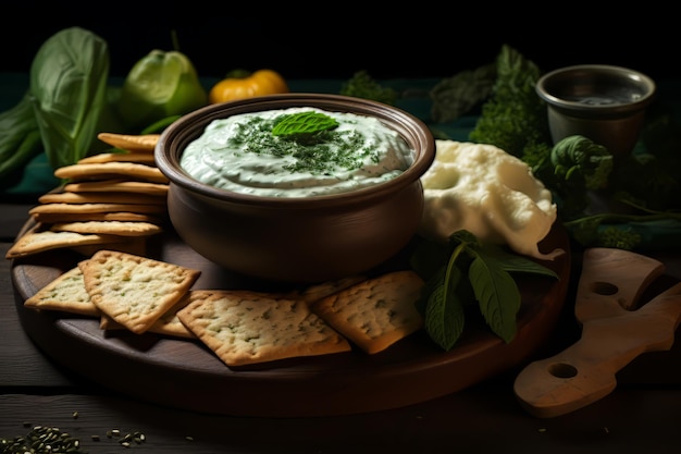 SpinachYogurt Dip With Sizzled Mint christmas