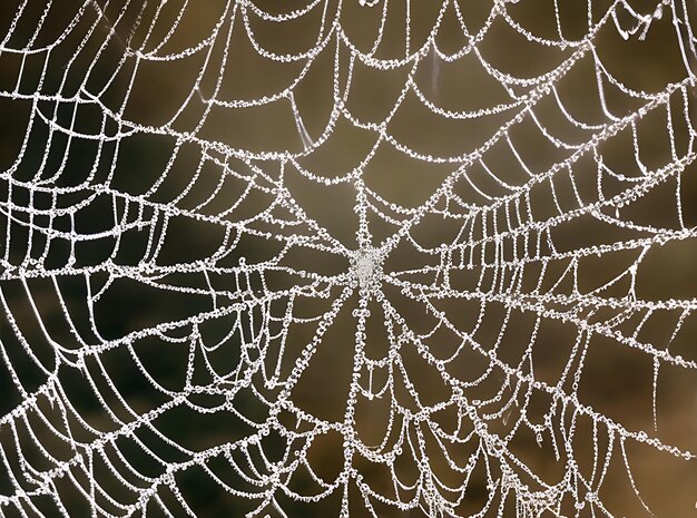 Foto spinnenweb met dauwdruppels in de natuurlijke omgeving