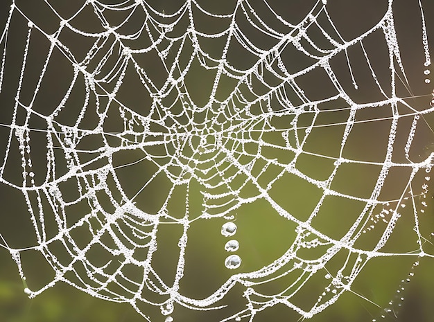 Spinnenweb met dauwdruppels in de natuurlijke omgeving