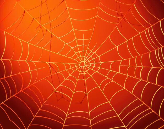 Spinnenweb op een oranje achtergrond Halloween-achtergrond Oranje kleur Generatieve AI