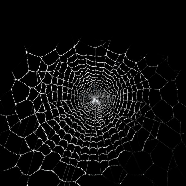 Spinnernet op een zwarte achtergrond