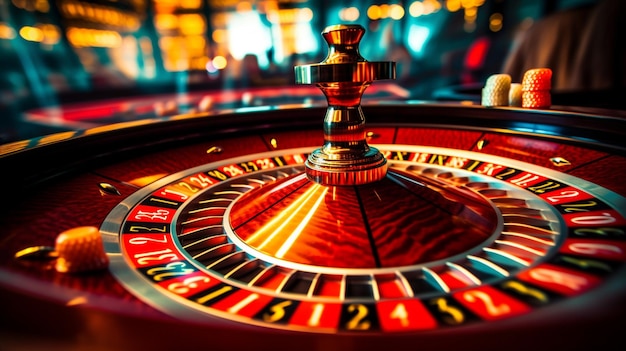 Spinning roulette wheel brings chance risk and wealth