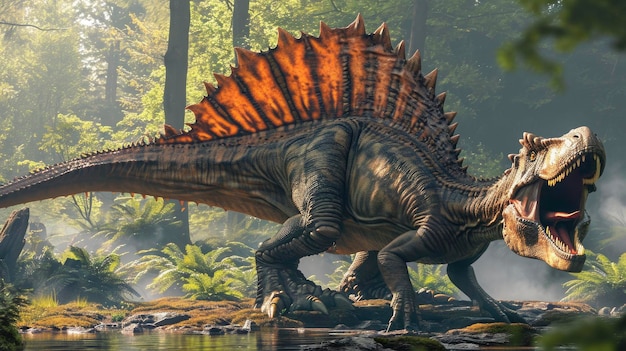 Photo spinosaurus in its natural habitat