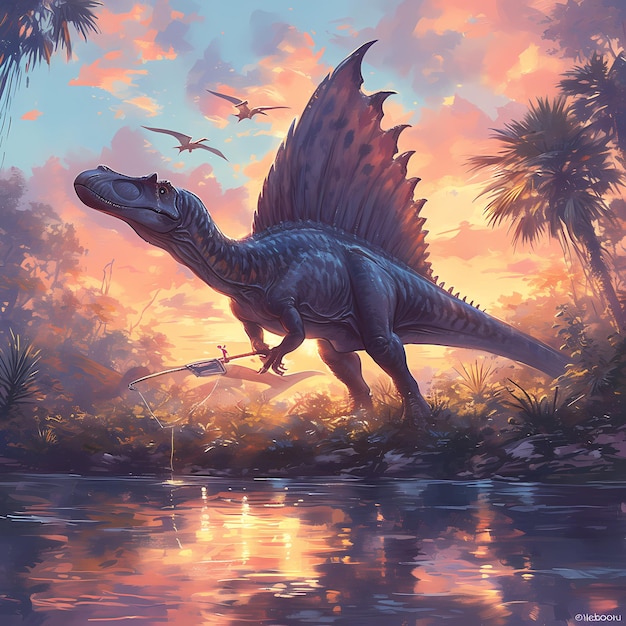 Spinosaurus vissen vroege ochtend avontuur