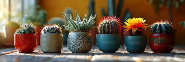 Spiny Cactus Planted Small Pots Banner Image