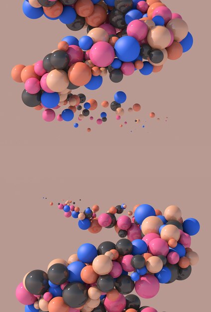 Spiraal met kleurrijke ballen. De abstracte 3d illustratie, geeft terug.