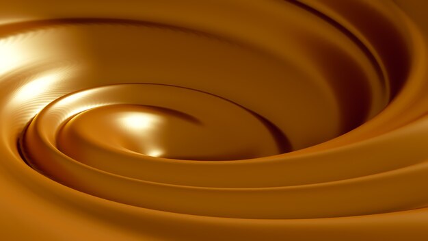 Spiraal splash karamel. 3D illustratie, 3D-rendering.