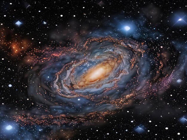 Spiraalvormig sterrenstelsel in de diepe ruimte Ruimtescene met sterren in het sterrenstelsel Een prachtige ruimtesnevel