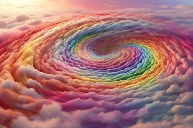Spiral Cloud Rainbow Clouds Background Cotton Candy Clouds Spiral Rainbow Cloud Background Dreamy Clouds Fantasy Clouds AI Generative