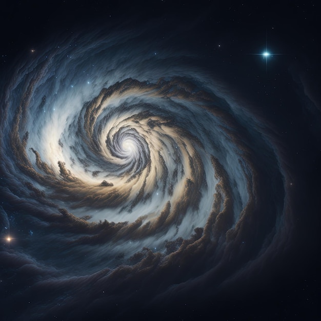 a spiral of clouds and stars in space