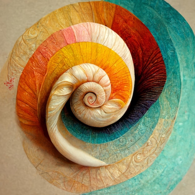 A spiral of colors is displayed on a piece of paper.