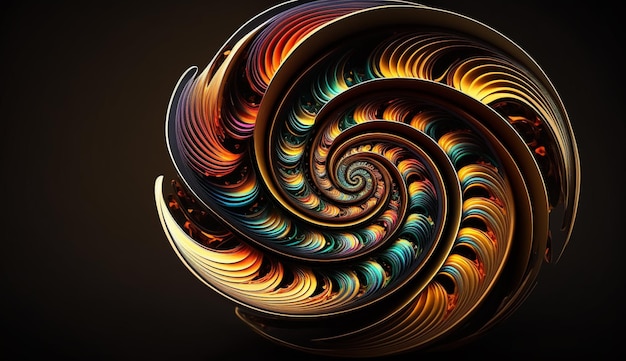 A spiral of colors is shown on a black background.