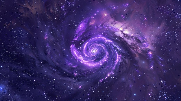 A spiral galaxy in the dark starry sky