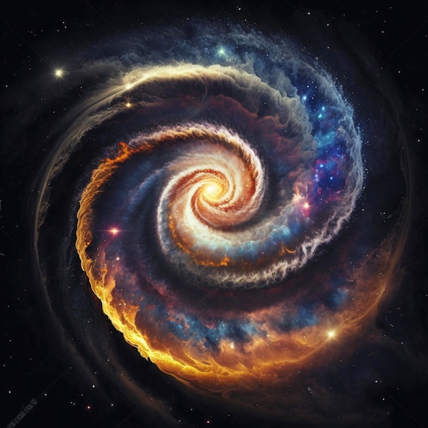 Спиральная галактика в космических звездах и планетах Вселенной