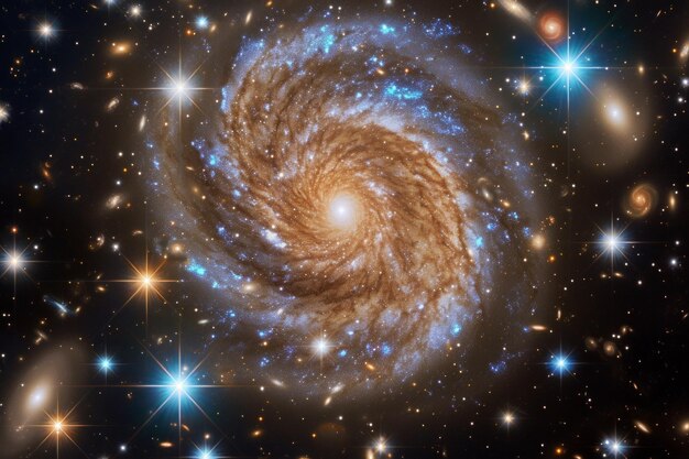 Spiral galaxy with bright center and long blue arms