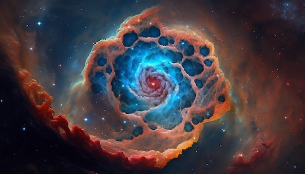 A spiral galaxy with the spirals of the universe in the center.