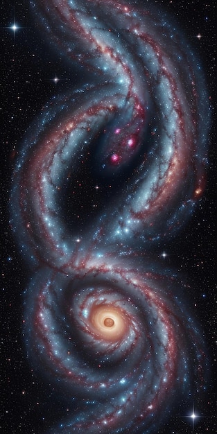 Foto una galassia a spirale con una stella gialla al centro