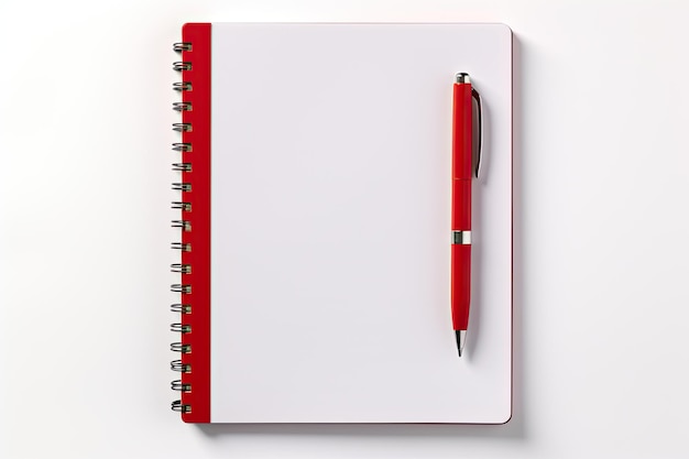 Spiral notebook and pen isolated on white background
