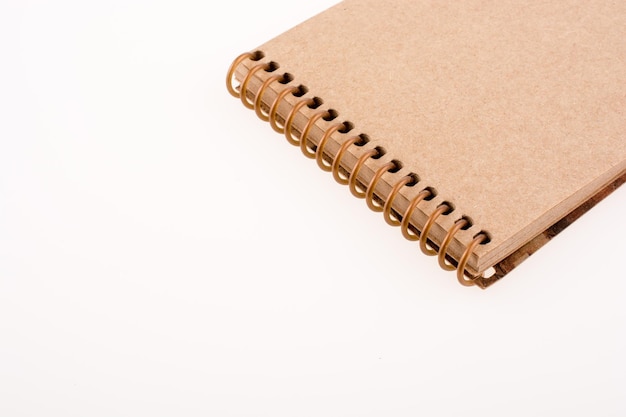 Spiral notebook on a white background