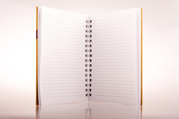 Spiral notebook on a white background