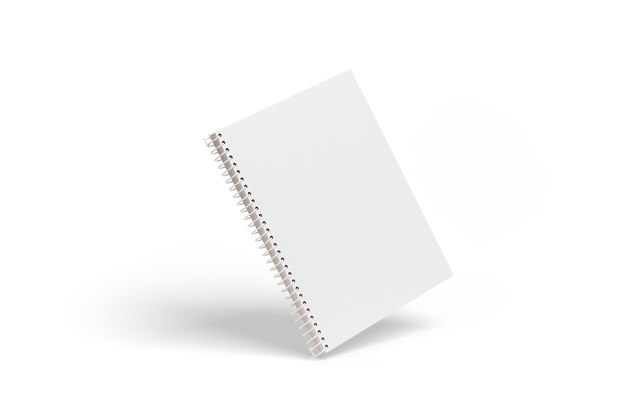 Spiral notebook with blank cover isolated on white background.