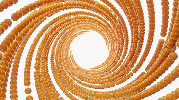 Spiral orange balls with a white background.