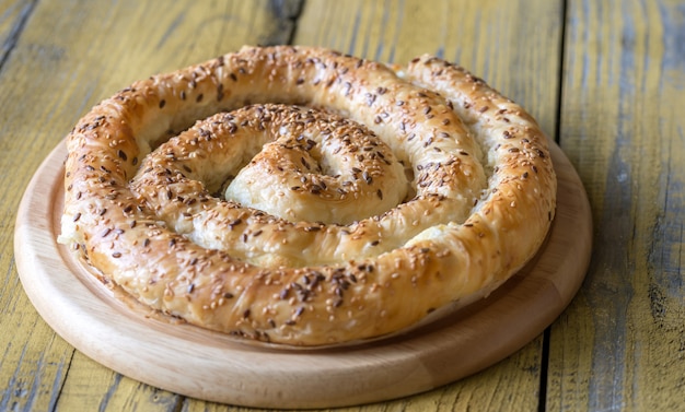 Spiral phyllo pie with feta