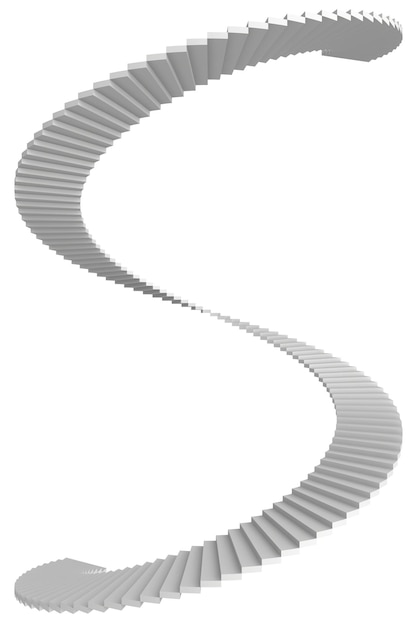 Spiral staircase 3d render on white background