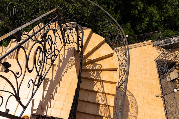 Spiral staircase from the outside of the building