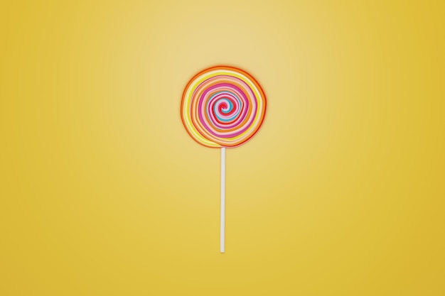Spiral sweet lollipop candy rainbow twisted on pastel color background