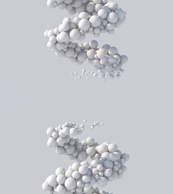 Spiral with white balls Abstract illustration 3d render