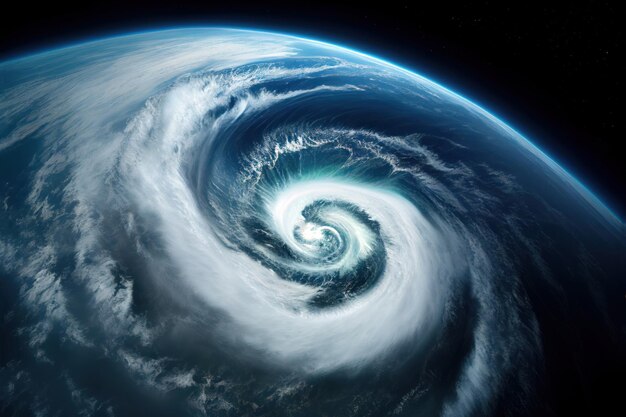 Photo a spiraled planet with a storm coming in.