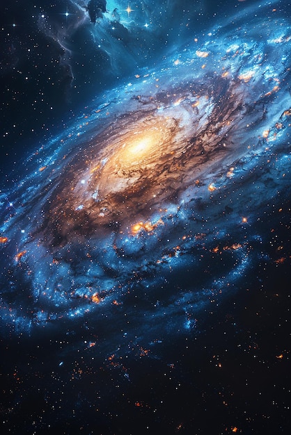 Spiraling galaxy in deep space