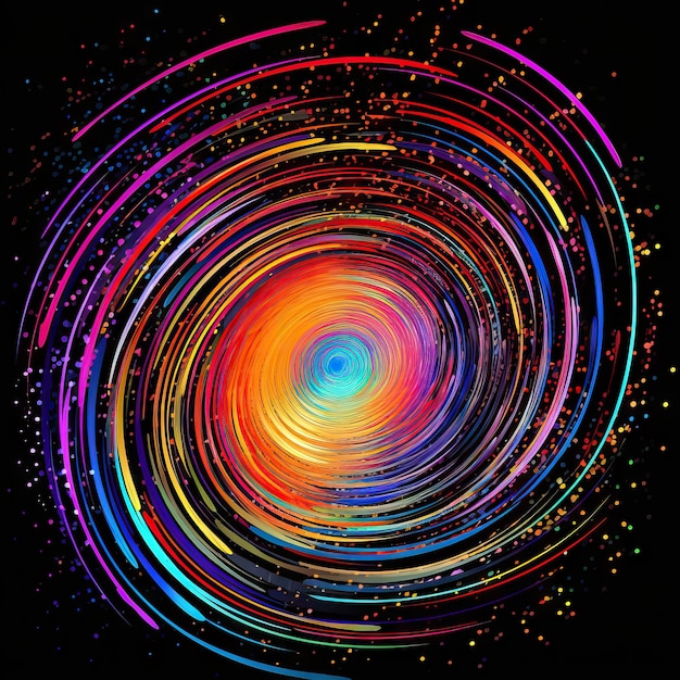 Spiraling Lines in a Colorful Black Hole A Contemporary Era Digital Art Piece Inspired by the Pop Art Movement Generative AI