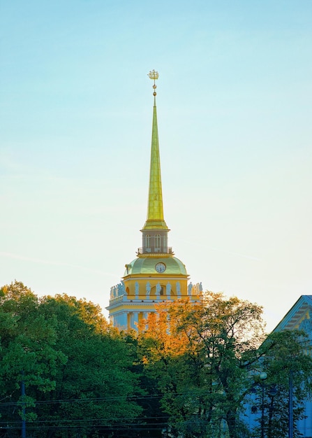 Spire of Admiralty Building in Saint Petersburg, Russia