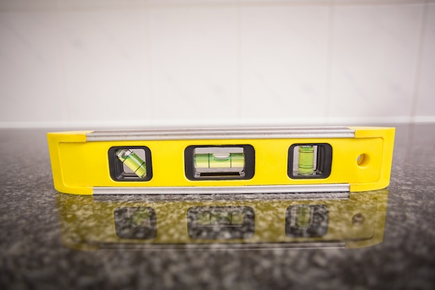 Photo spirit level on the counter