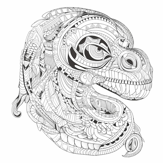 Photo spirit of the serpent huichol art inspired snake head coloring page for adults